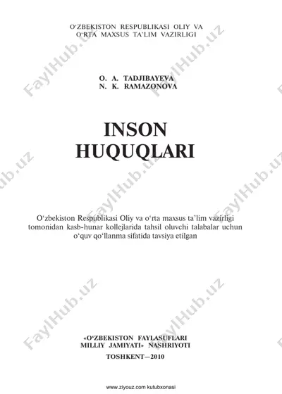 @mustaqilishlar inson huquqlari (o.tadjibayev, n.ramazonova) — PDF