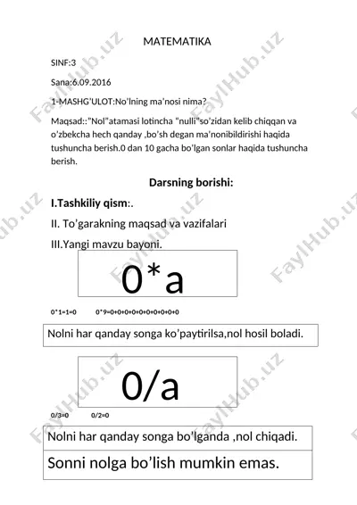 3-sinf to'garak ishlanma — DOCX