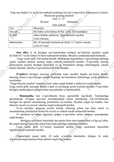 3-sinf barcha fanlar tezis @ustozla kanali — DOCX
