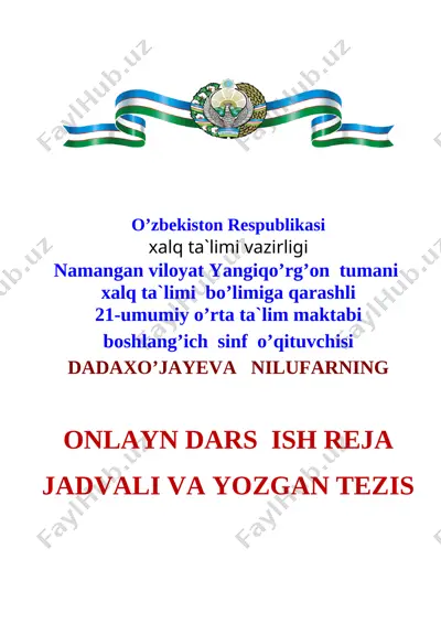 3-sinf onlayn ish reja tezis — DOCX