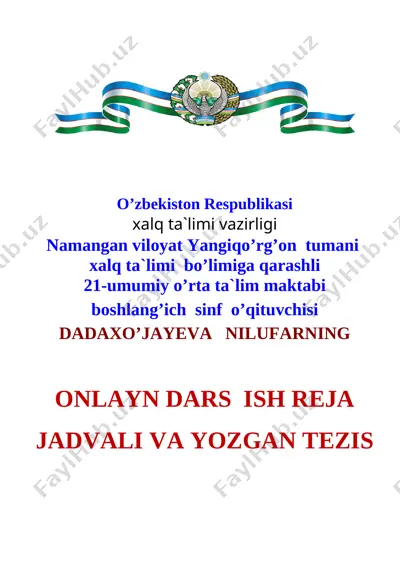 3-sinf onlayn ish reja tezis — DOCX