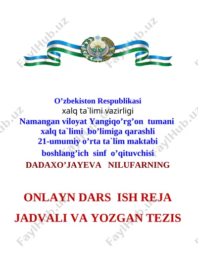 3-sinf tv onlayn ish reja tezis 30.03.20-08.08.20 gacha — DOCX