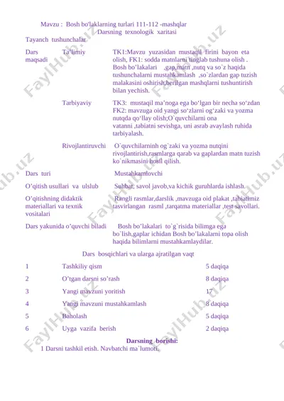 @yosh_ustozlar 3 sinf ona tili 2 chorak konspekt — DOCX