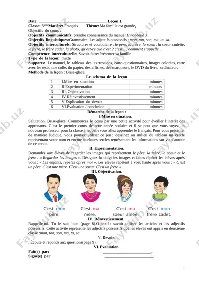 3-sinf fransuz tili — DOCX