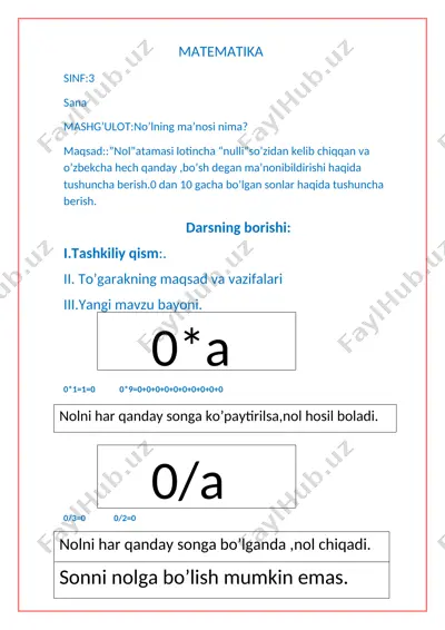 3-sinf to'garak ishlanma (2) — DOCX