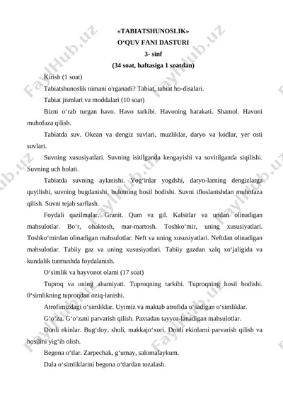tabiatshunoslik 3-sinf — DOCX