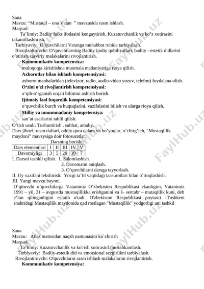 3-sinf tasviriy san'at namuna 2020 — DOCX