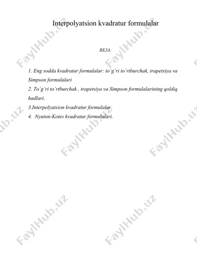 interpolyatsion kvadratur formulalаr — DOC