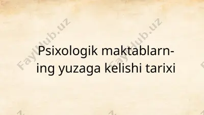 psixologik maktablarning yuzaga kelishi tarixi — PPTX