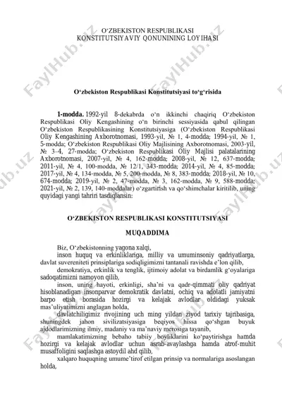 yangi konstitutsiya matni lotin — PDF