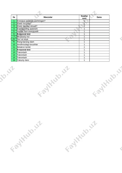 tabiiy fanlar 2-sinf 4-chorak — XLSX