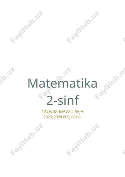 matematika 2-sinf taqvim reja 2-3-4 chorak — DOCX