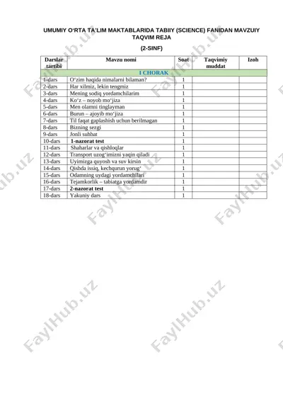 2-sinf science 2023-2024 — DOCX