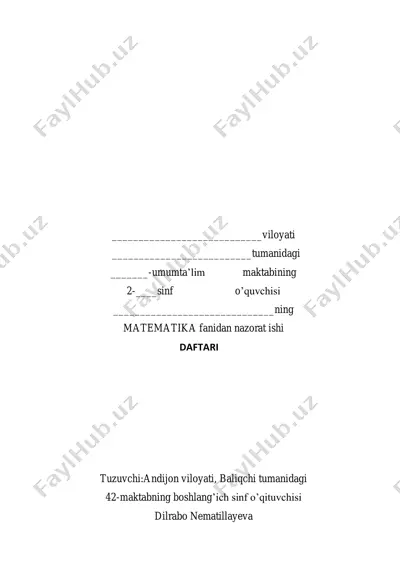 2-sinf matematika nazorat ishi.2-variantpdf — PDF