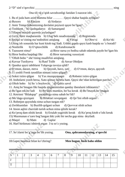 oo's nazorat ishi 5-nazorat ishi — DOCX