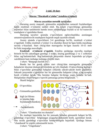 2-sinf jismoniy tarbiya harakatli o'yinlar+ — DOCX