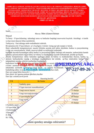 tabiiy 2-sinf — DOCX