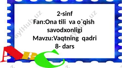 2-sinf.vaqtning qadi.8-dars — PPTX