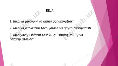 tarbiya jarayoni, o'z-o'zini tarbiyalash — PPTX