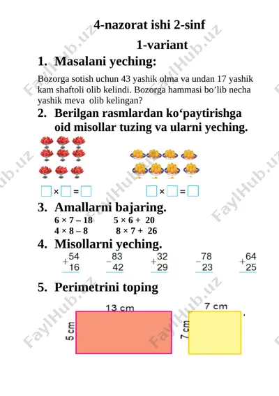 4- nazorat ishi matem — DOCX