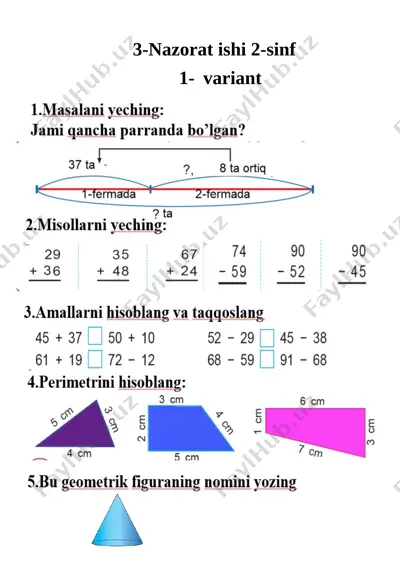3- nazorat ishi matematika — DOCX