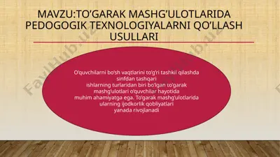 to’garak mashg’ulotlarida pedogogik texnologiyalarni qo’llash usullari — PPTX