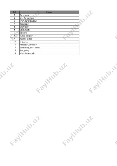 2-sinf o`zbek tili 2-chorak @e_baza_ishreja — XLSX