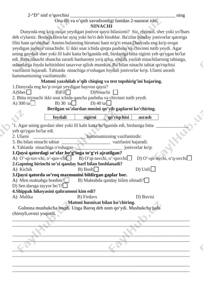 2-nazorat ishi firdavs — DOCX