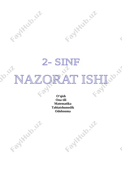 2-sinf nazorat ishlari — DOCX