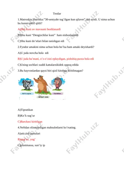 testlar javobli — DOCX