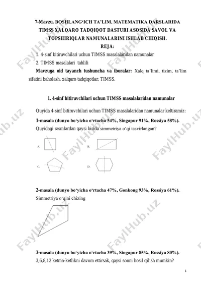 4-sinf timss test — PDF
