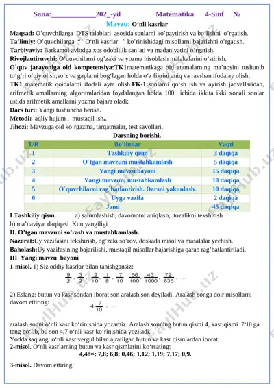 4-sinf matematika 100 % ishlangan 44-chorak 2020 — DOCX