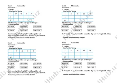 2 sinf nazorat ishi №1 — DOCX