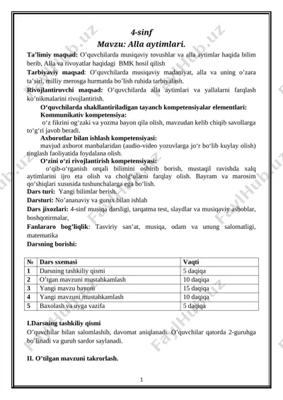 4-sinf ochiq dars alla — DOCX