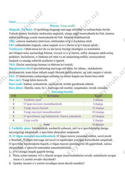 4-sinf tarbiya — DOCX