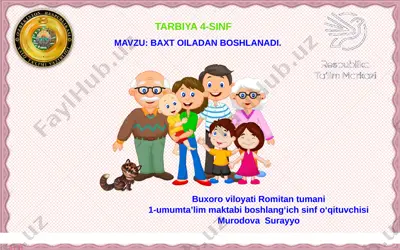 4- sinf tarbiya. baxt oiladan boshlanadi — PPTX