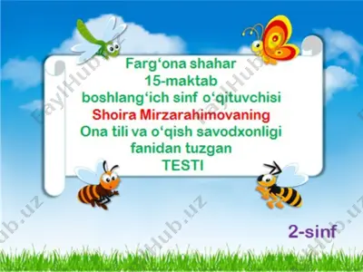 sh.m nurmatovna ona tili va o'qish savodxonligi test — PPTX