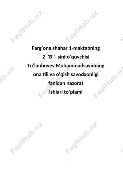 nazorat ishlari tuplami_ukuvchi — DOCX