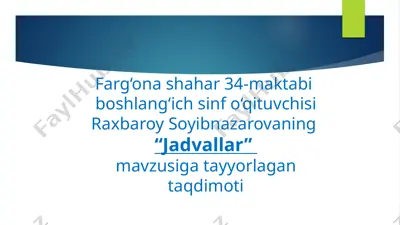 jadvallar 1-soat — PPTX