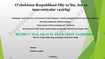 o’qtuvchilarning pedagogik faoliyatini tahlili — PPT
