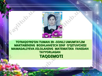takdimot matem xilola — PPT