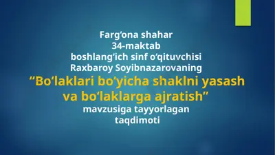 bo`laklar_bo`yicha_shaklni_yasash_va_bo`laklarga_ajratish_2_soat — PPTX