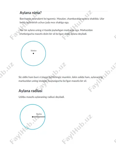 aylana,radius,diametriya — DOCX