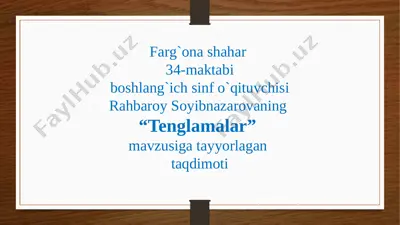 tenglamalar 1-soat — PPTX