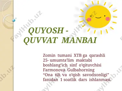 quyosh-quvvat manbai — PPTX