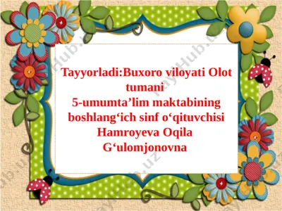 sinfdan tashqari o'qish — PPTX