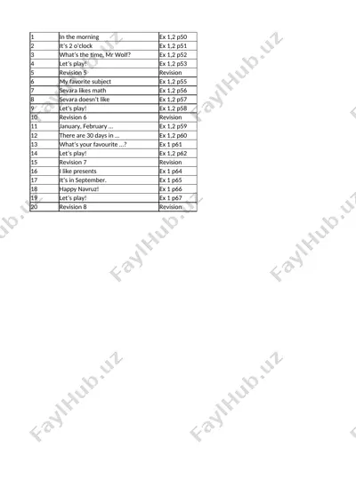 2-sinf ingliz tili 3-chorak — XLSX
