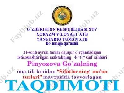 so'zning ma'no turlari 31-idum pinyozova go'zal — PDF