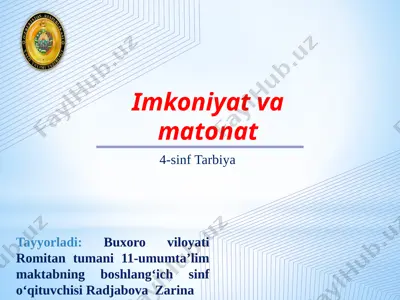 4-sinf metodik tavsiya — PPTX