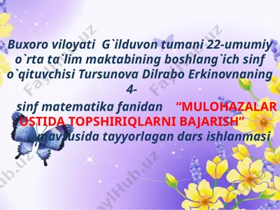 mulohazalar ustida topshiriqlarni bajarish — PPTX